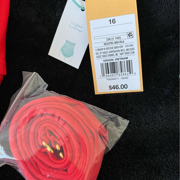 NWT Kona Sol x Target - Rouched Red Swimsuit Size 16 - Picture 3 of 7